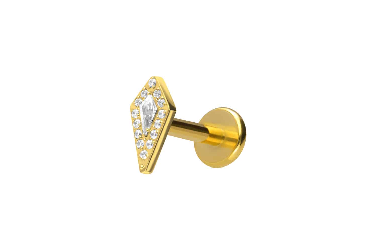 Titan Labret Piercing mit Push Fit KRISTALLSCHILD